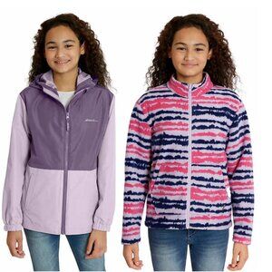 Eddie Bauer Girls Size XS 5/6 Lilac 3 in 1  Fleece Jacket Lined Jacket New